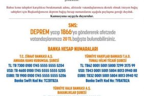 DEPREM BÖLGELERİNE YARDIM YAPMAK İSTEYEN VATANDAŞLARIMIZA DUYURU
